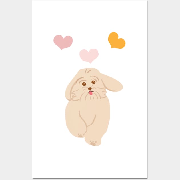 Cute Running Maltipoo Dog Wall Art by PatternbyNOK